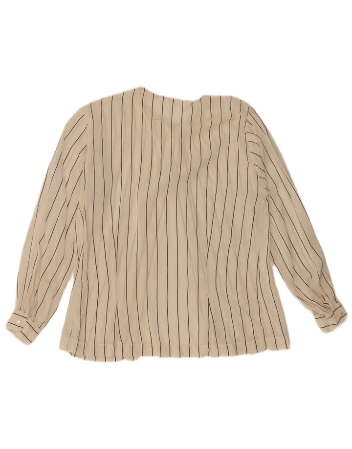 Blusa feminina vintage UK 12 risca de giz branca média