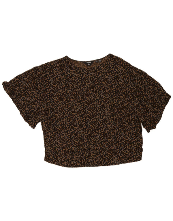 Superdry blusa feminina oversized top UK 8 pequeno cáqui estampa animal algodão