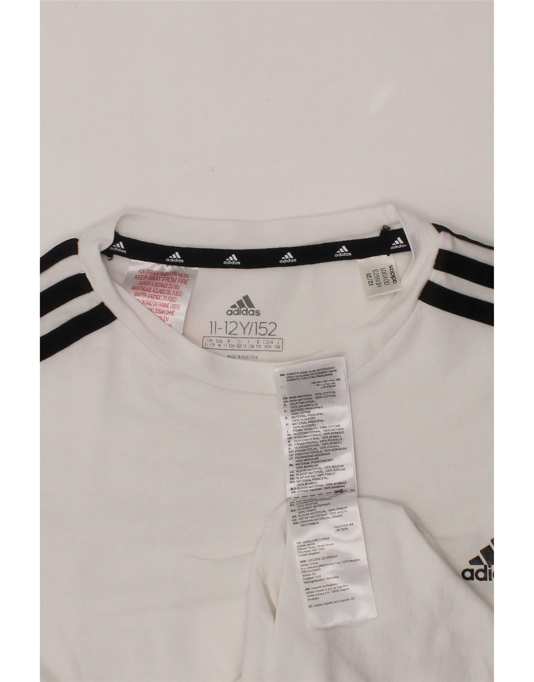 Camiseta Adidas Menino 11-12 Anos Algodão Branco