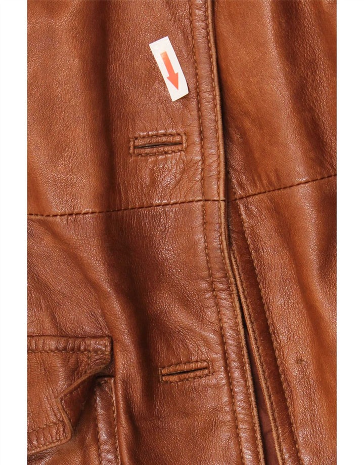 Jaqueta de couro feminina vintage IT 42 marrom médio