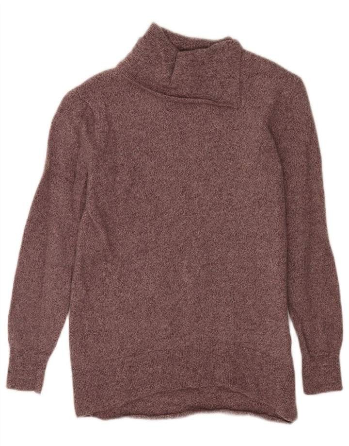 Suéter feminino Massimo Dutti com gola redonda Reino Unido 10 pequeno marrom manchado