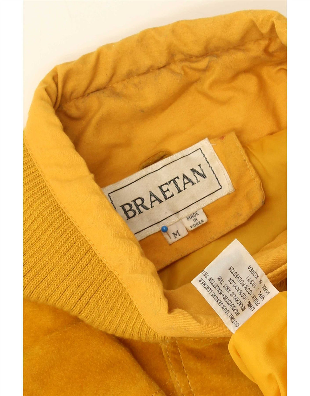 Jaqueta de couro masculina Braetan UK 38 amarelo médio