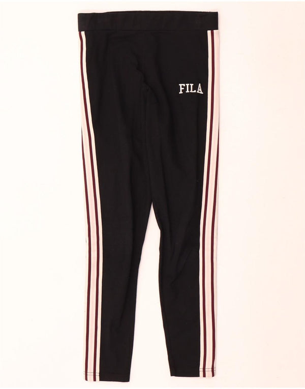Fila Leggings Gráfico Feminino UK 10 Pequeno Algodão Colorblock Preto