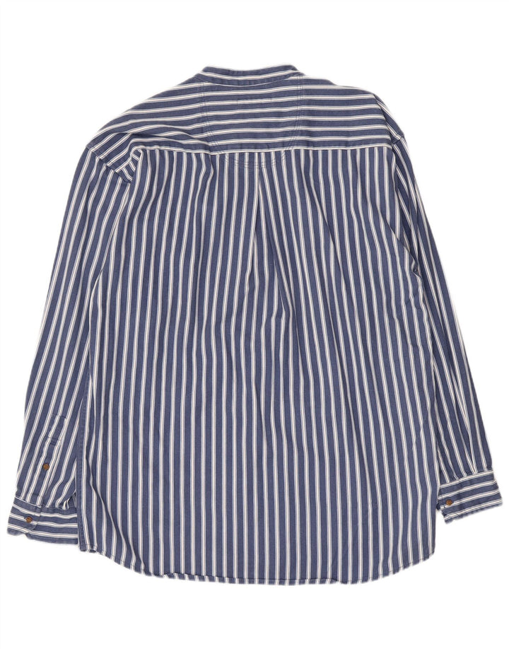 Camisa pulôver masculina civil de algodão listrado azul marinho médio