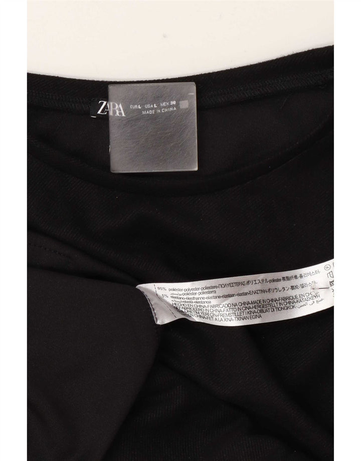 Vestido camiseta feminino Zara Reino Unido 16 grande poliéster preto