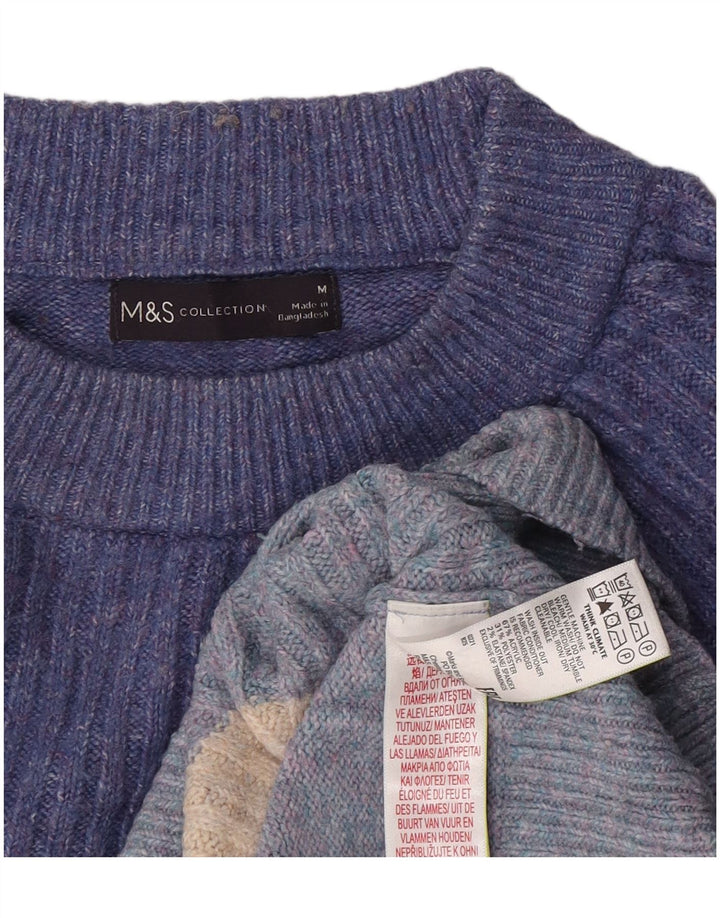 Suéter feminino Marks & Spencer com gola redonda e listrado azul médio UK 14