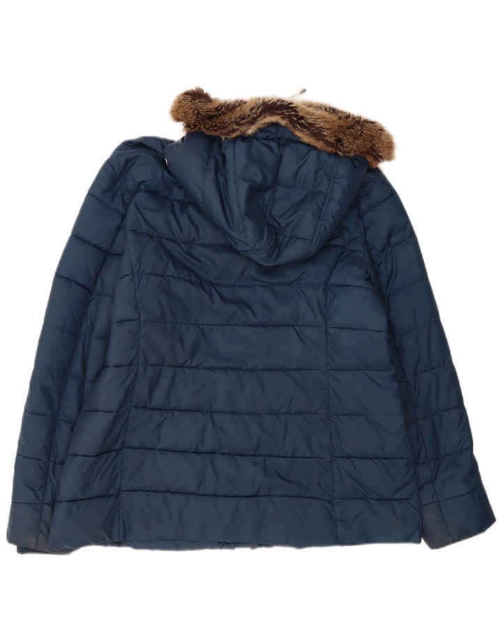 Jaqueta acolchoada com capuz feminina Barbour UK 18 XL azul marinho poliéster