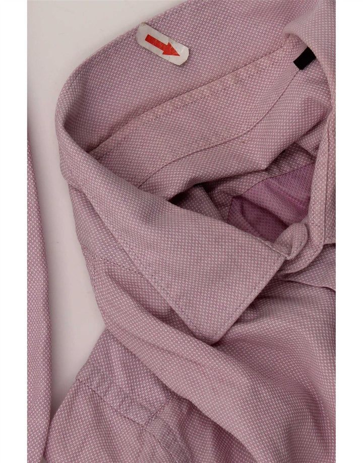 Camisa masculina Hugo Boss Regular Fit tamanho 41 16 grande rosa manchado