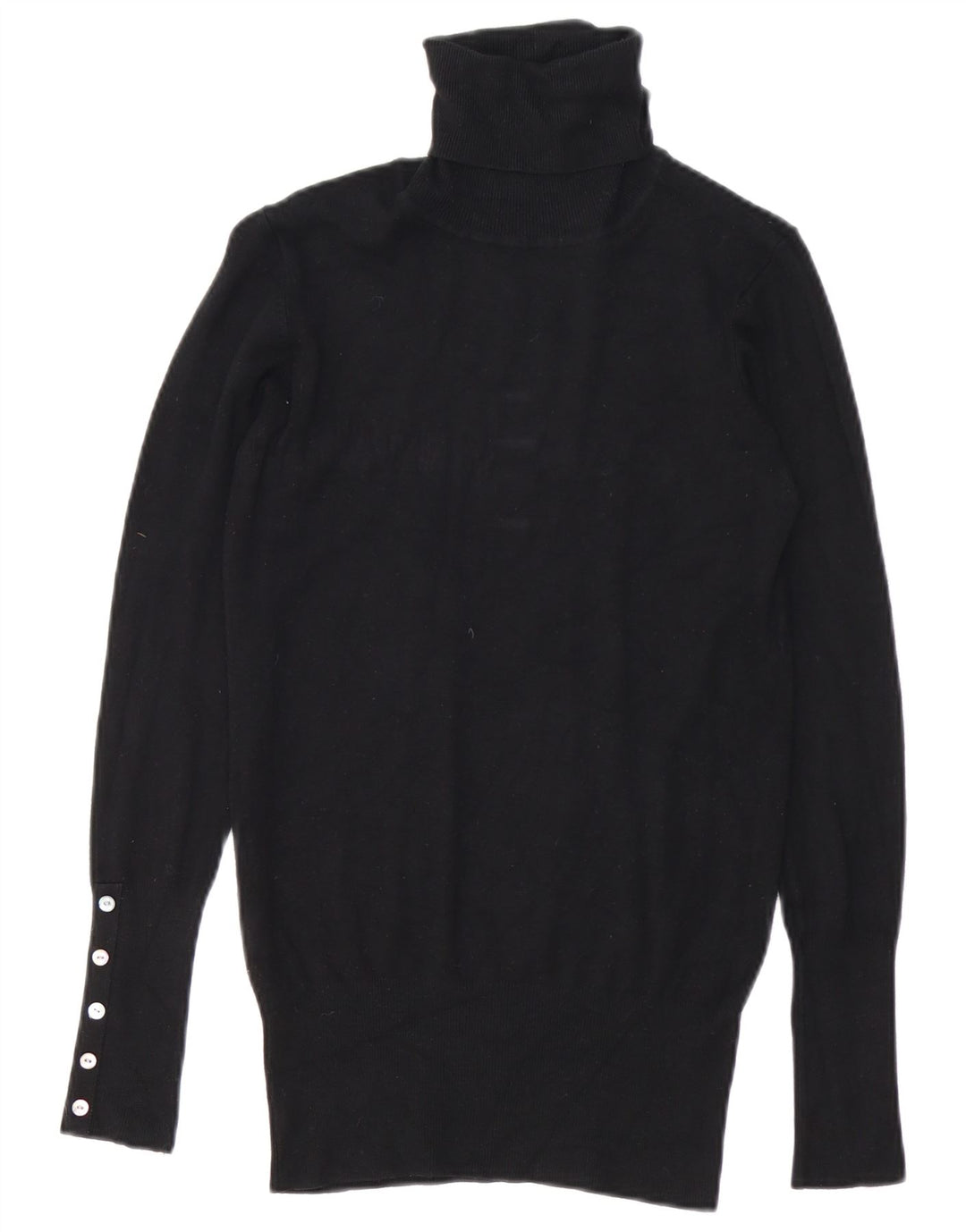 Suéter feminino Zara com gola redonda Reino Unido 14 médio preto rayon