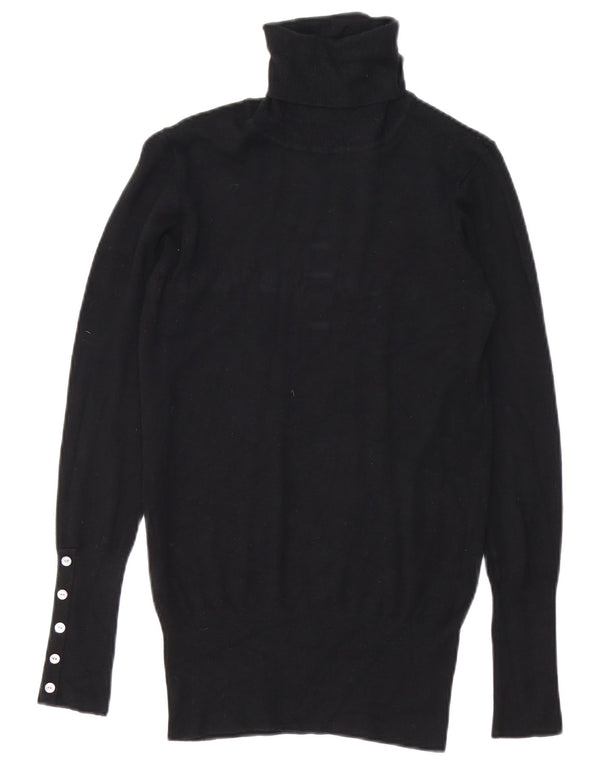 Suéter feminino Zara com gola redonda Reino Unido 14 médio preto rayon