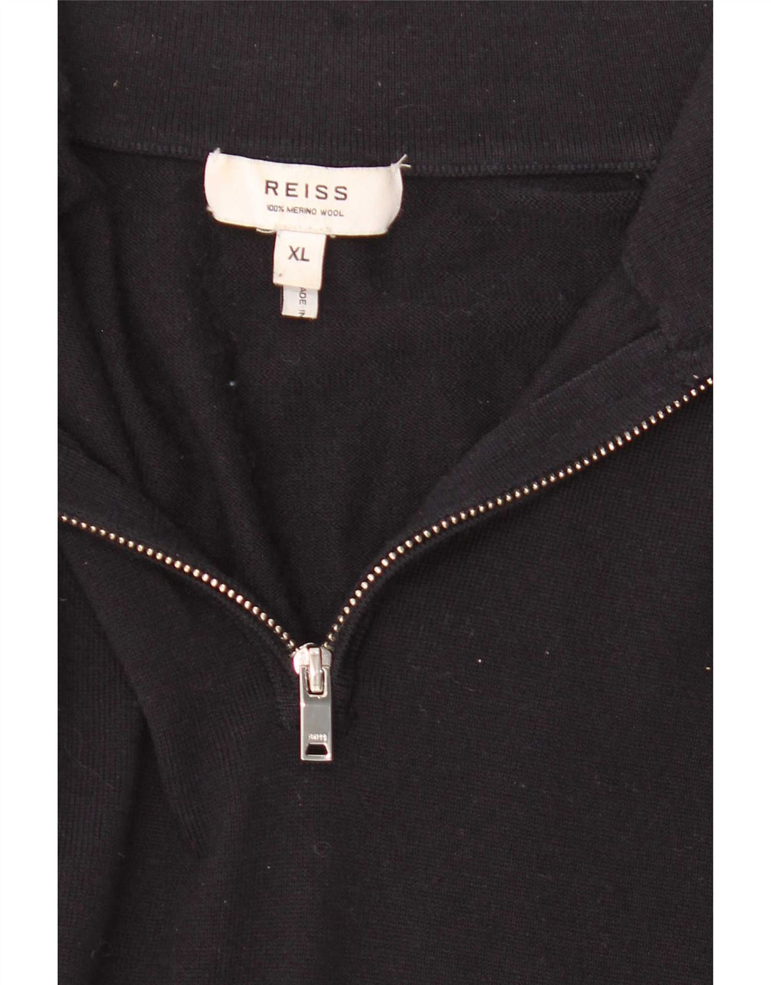 Suéter masculino Reiss com zíper e gola XL de lã preta
