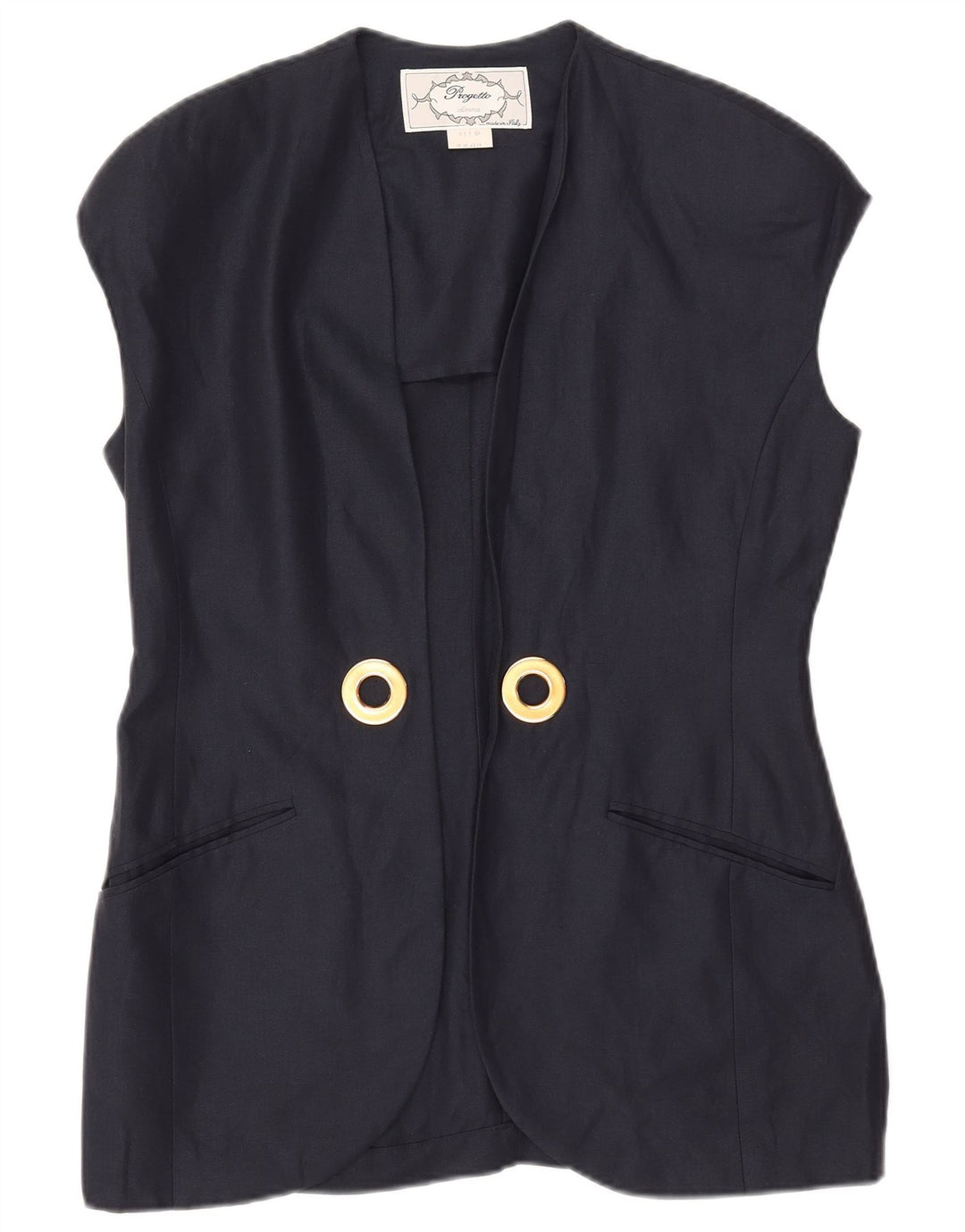 Jaqueta blazer aberta feminina vintage Reino Unido 14 grande linho azul marinho
