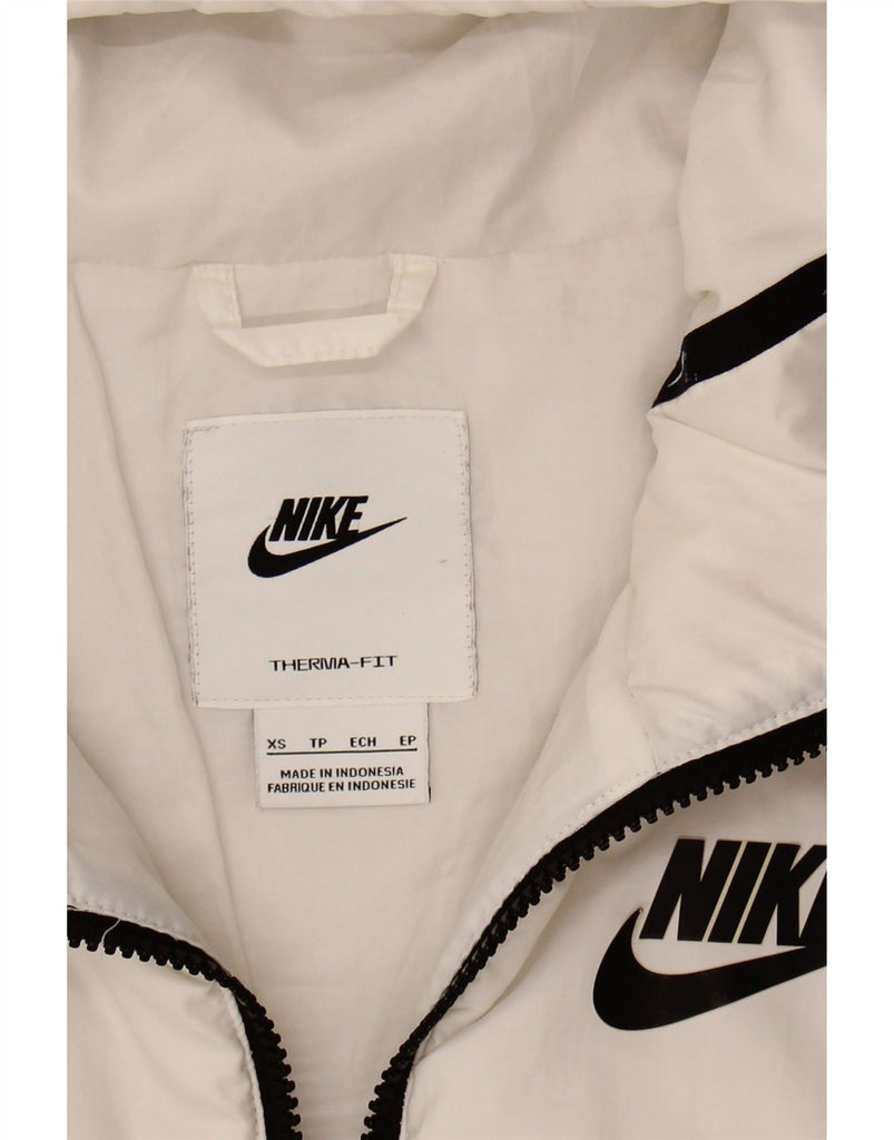 NIKE Womens Therma-Fit Hooded Padded Jacket UK 6 XS White Polyester Vintage Nike and Second-Hand Nike from Messina Hembry 
