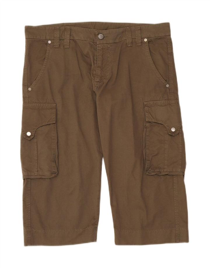 Bermuda cargo masculina GAZZARRINI IT 50 grande W38 algodão cáqui