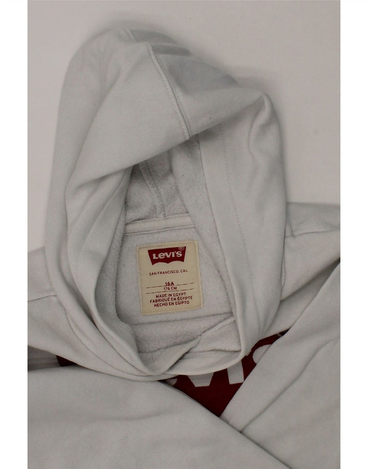 LEVI'S Boys Graphic Hoodie Jumper 15-16 Years White Cotton Vintage Levi's and Second-Hand Levi's from Messina Hembry 