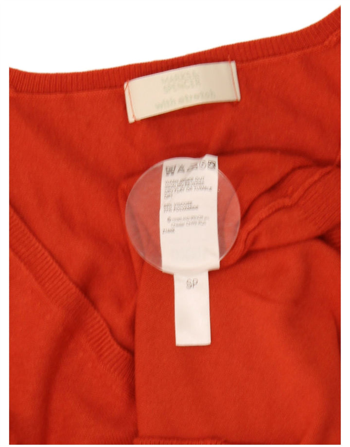 Suéter feminino Marks & Spencer manga 3/4 com decote em V Reino Unido 12 médio laranja