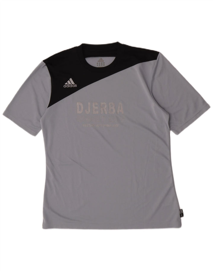 Camiseta Adidas Masculina Climalite Graphic Top Cinza Médio Colourblock Poliéster