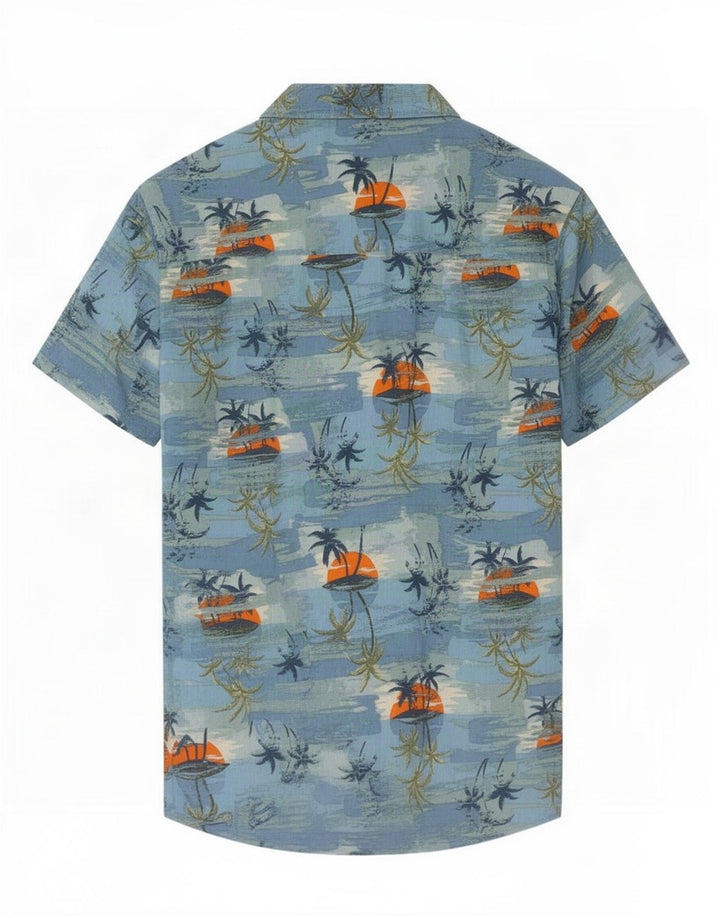 Camisa masculina com padrão abstrato Mountain Warehouse azul médio havaiano