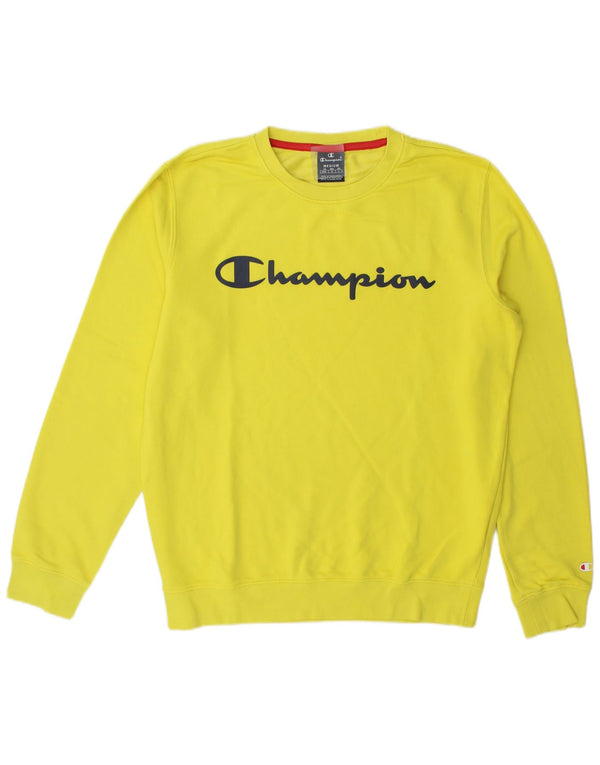 Champion masculino gráfico moletom jumper médio algodão amarelo