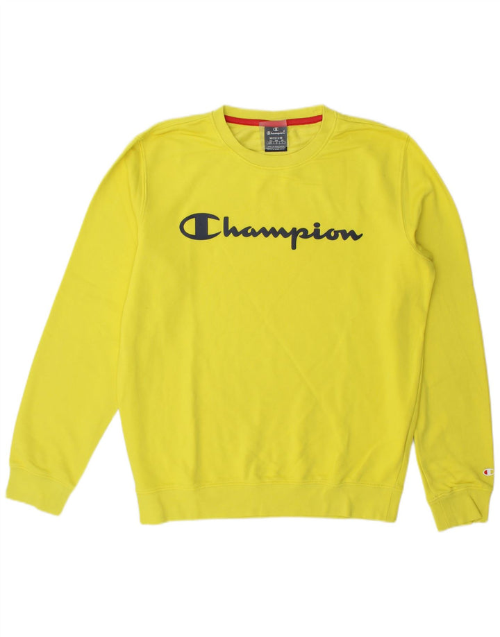 Champion masculino gráfico moletom jumper médio algodão amarelo