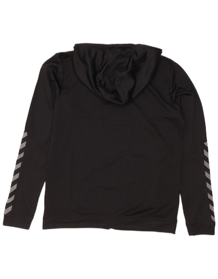 Suéter masculino Hummel com capuz e zíper gráfico médio preto poliéster