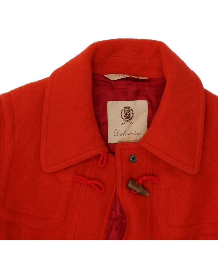 DOLOMITEN Womens Duffle Jacket IT 44 Medium Red Virgin Wool Vintage Dolomiten and Second-Hand Dolomiten from Messina Hembry 