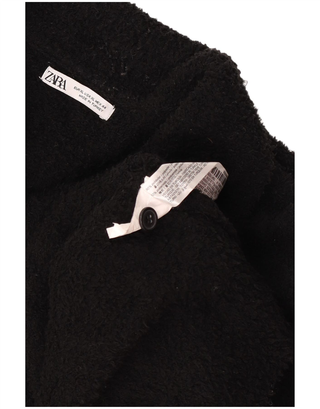 Zara Mens Polo Neck Fleece Jumper XL Preto Poliéster