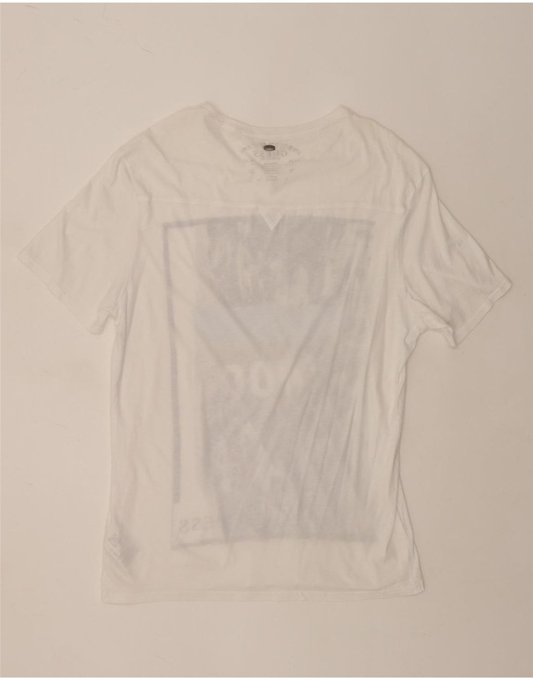 Camiseta gráfica masculina Guess UK 40 algodão branco médio