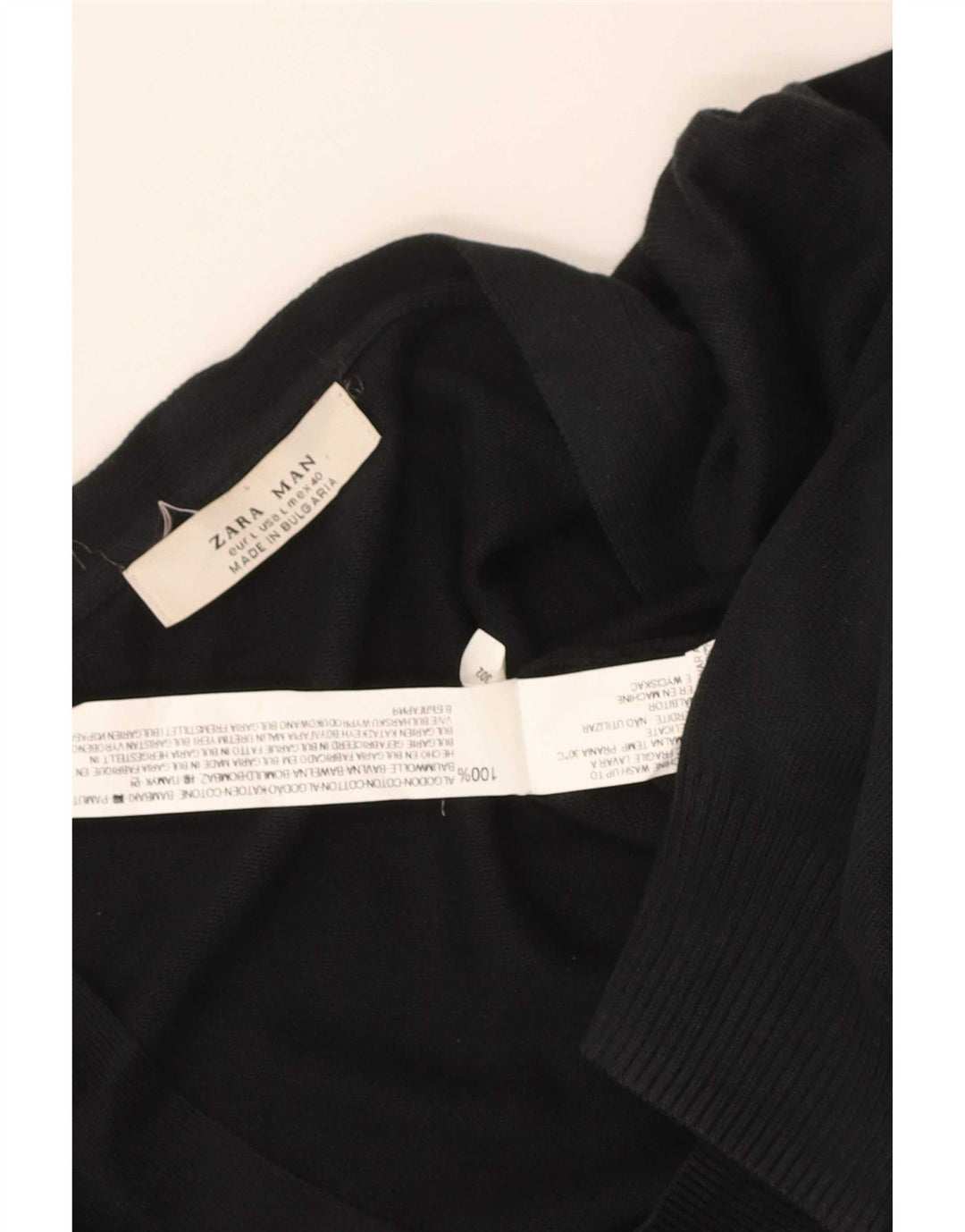 Suéter cardigã masculino Zara grande algodão preto