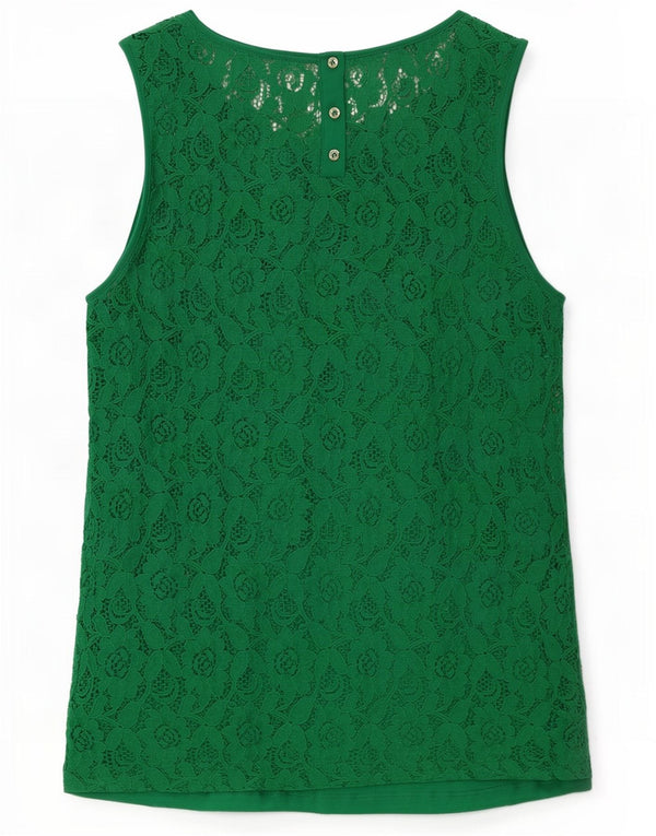 Blusa feminina de renda sem mangas Massimo Dutti Reino Unido 10 pequena floral verde
