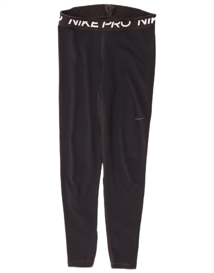 Nike Womens Dri Fit Graphic Leggings UK 12 Médio Preto Poliéster Esportes