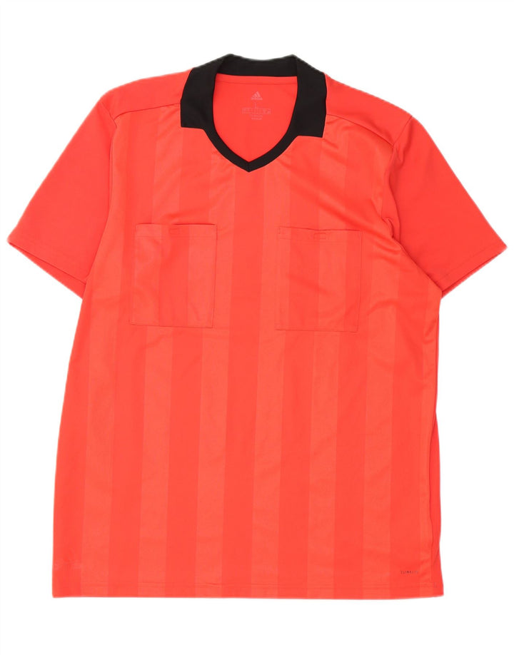 Adidas Mens T-Shirt Top Grande Poliéster Colorblock Vermelho