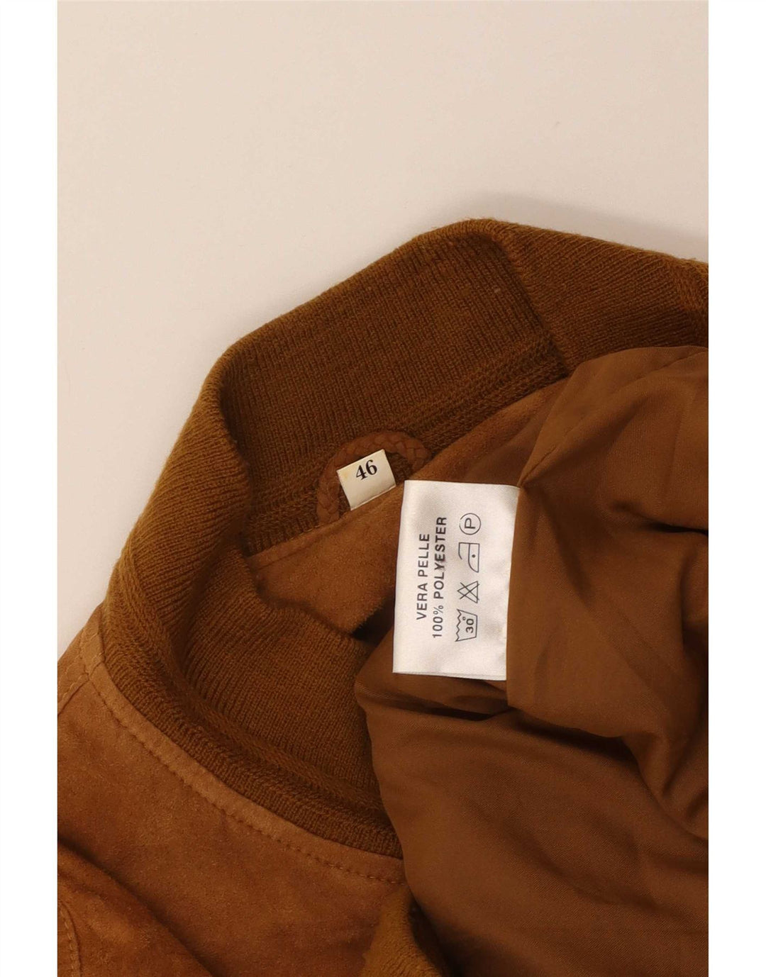 Vintage Mens Suede Bomber Jacket IT 46 Small Brown Leather