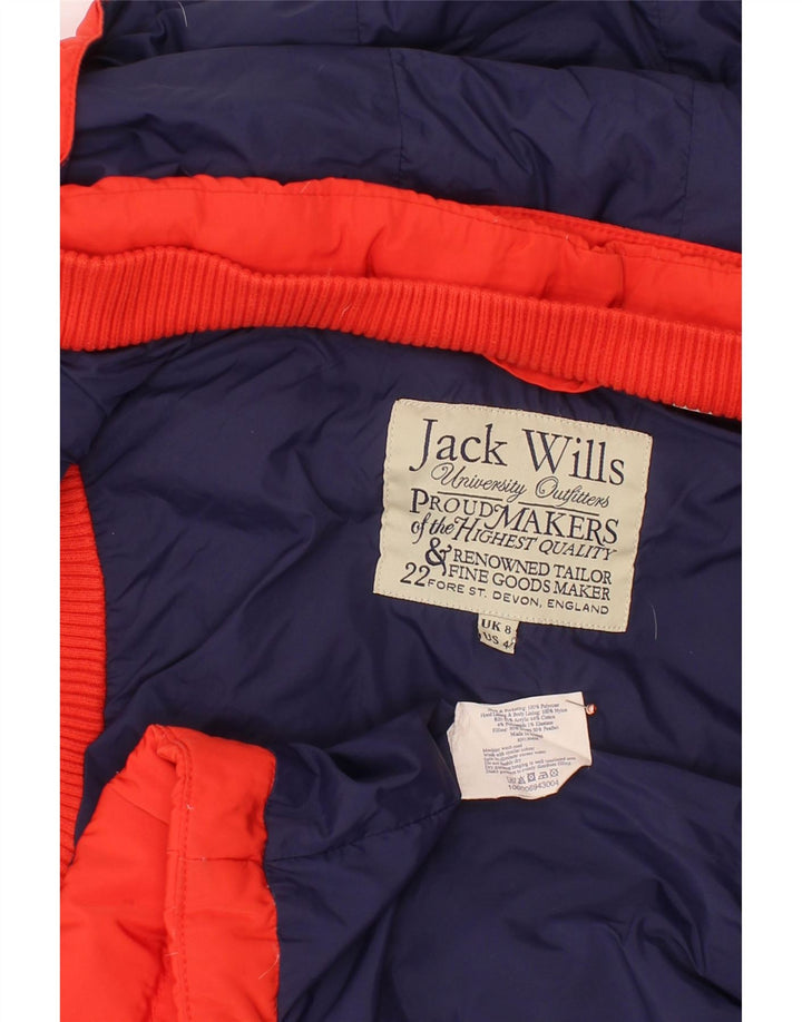 JACK WILLS Colete acolchoado com capuz feminino UK 8 pequeno poliéster vermelho