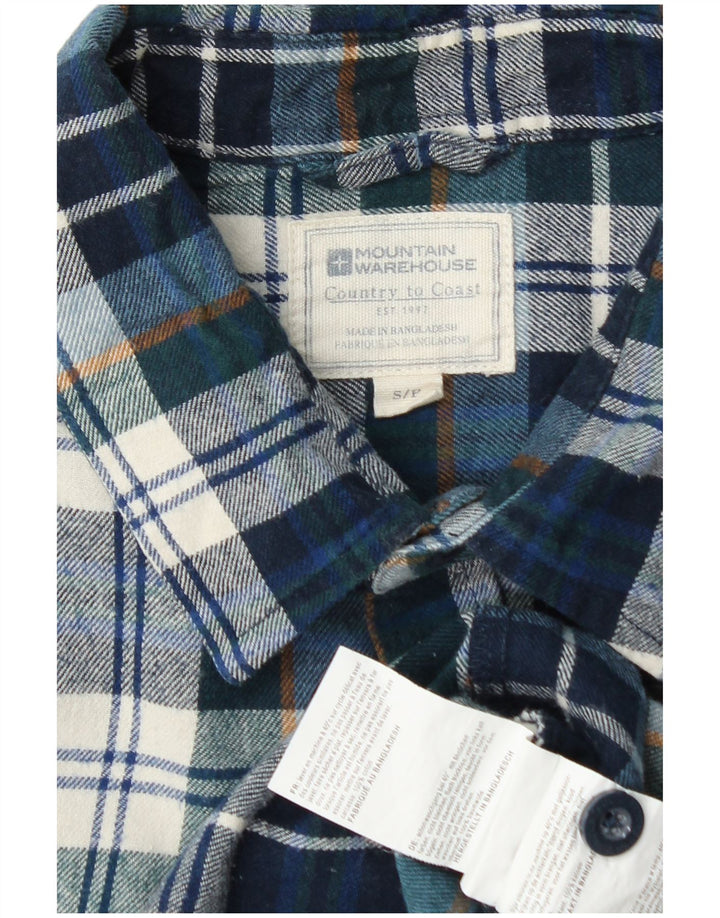Camisa masculina de flanela Mountain Warehouse algodão xadrez azul pequeno