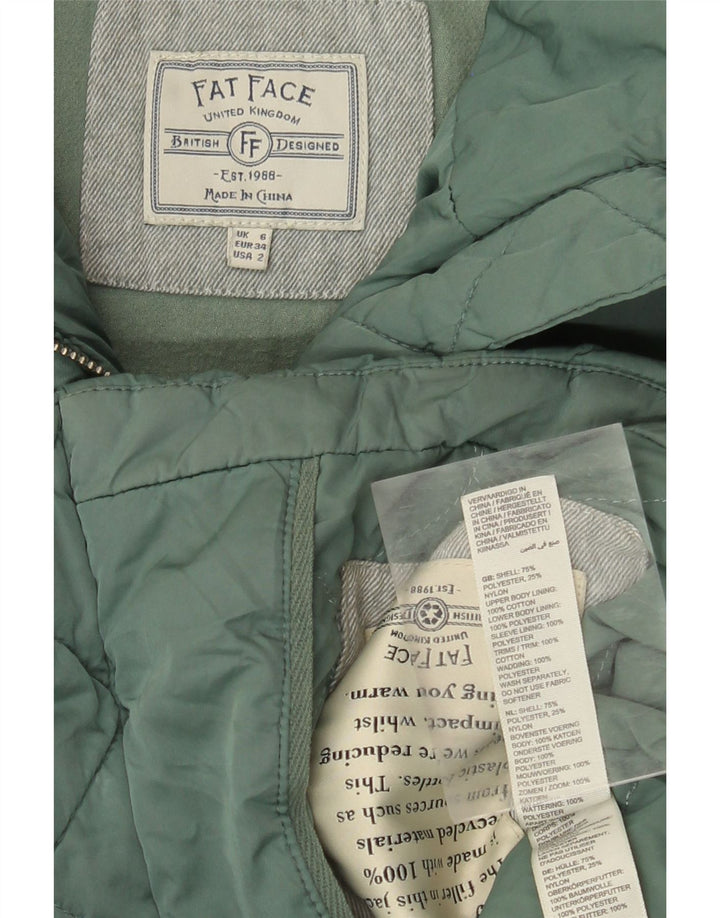 Jaqueta acolchoada superdimensionada feminina FAT FACE UK 6 XS poliéster verde