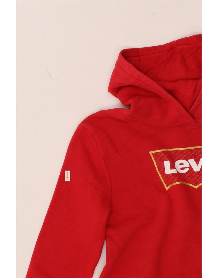 LEVI'S Girls Graphic Hoodie Jumper 11-12 Years Red Cotton Vintage Levi's and Second-Hand Levi's from Messina Hembry 