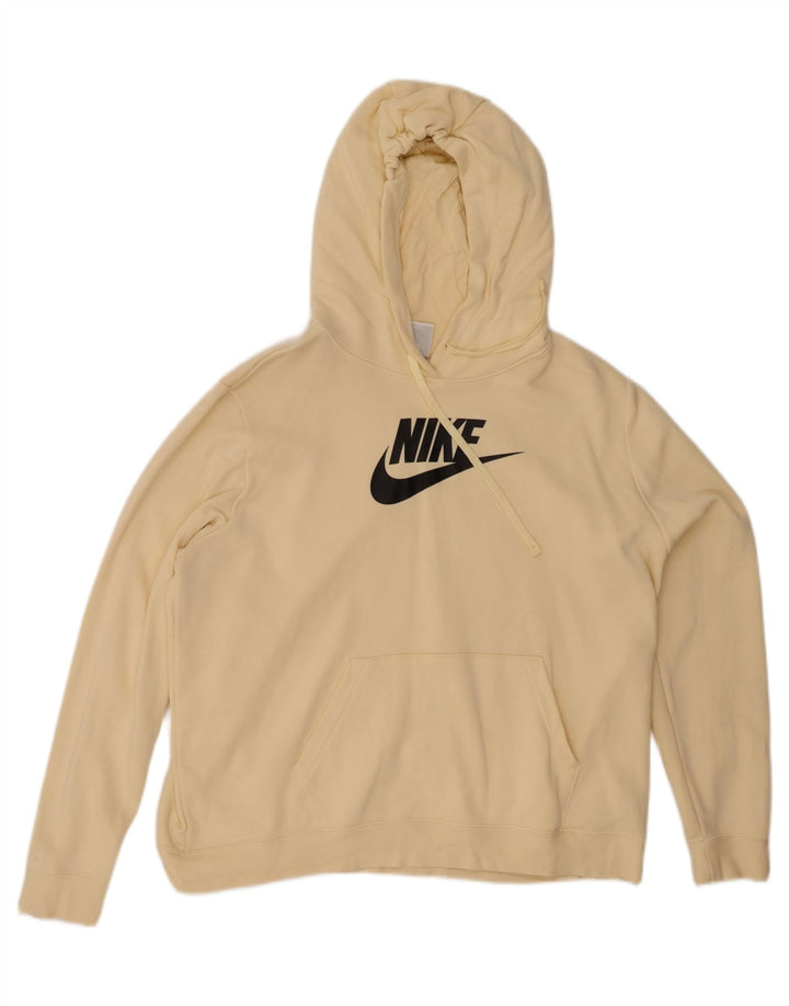 NIKE Womens Oversized Graphic Hoodie Jumper UK 18 XL Beige Cotton Vintage Nike and Second-Hand Nike from Messina Hembry 