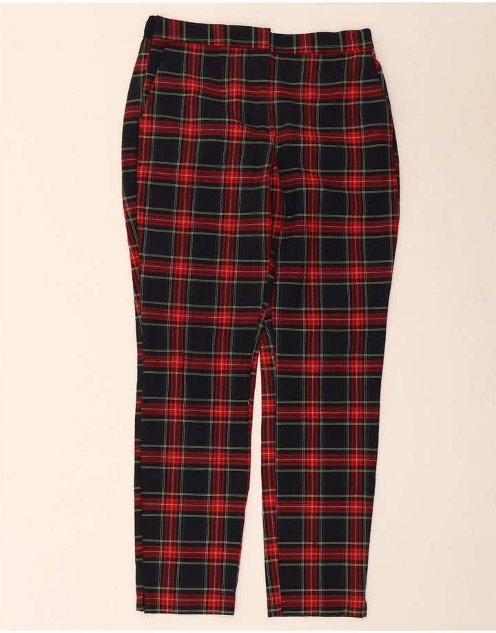 Calça chino reta feminina ZARA médio W28 L27 poliéster xadrez preto