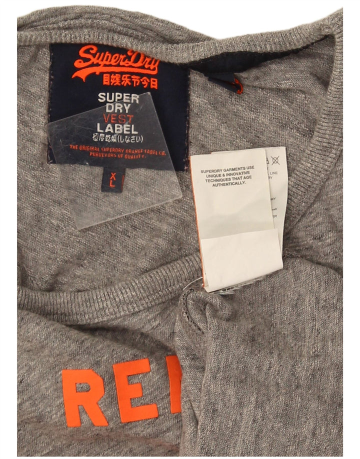 Colete gráfico masculino Superdry Top XL cinza colorblock algodão