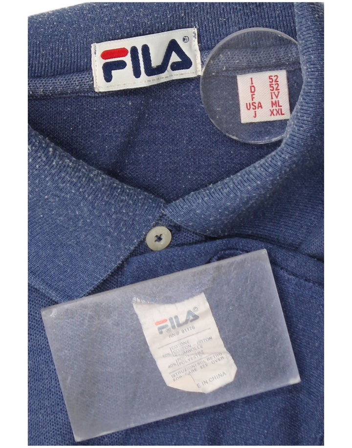 Camisa polo masculina Fila IT 52 grande algodão azul