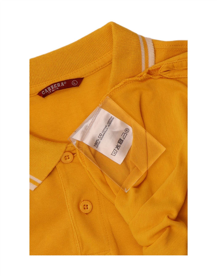 CARRERA Mens Polo Shirt Large Yellow Cotton