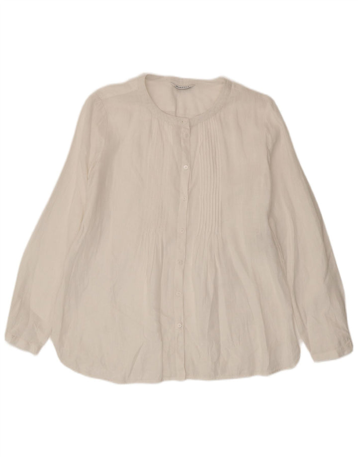 Blusa feminina oversized Marella Reino Unido 10 linho branco pequeno