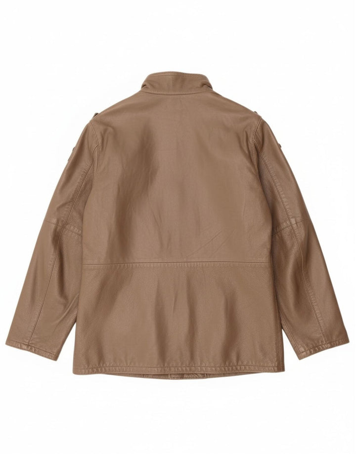 Jaqueta de couro militar masculina vintage UK 38 marrom médio