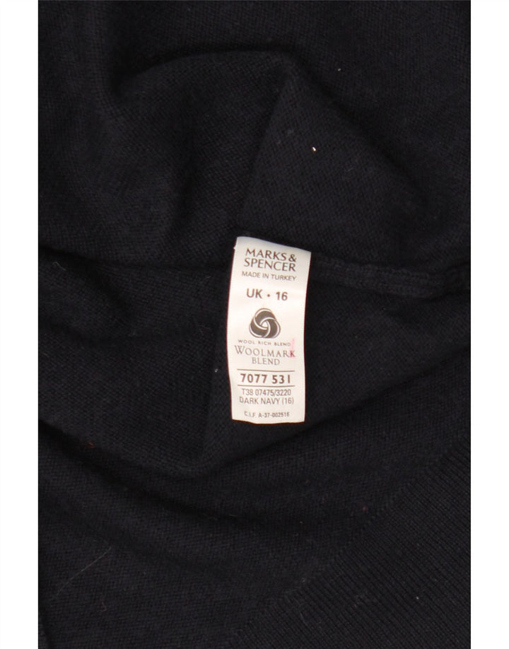 Suéter feminino Marks & Spencer com gola redonda Reino Unido 16 grande azul marinho