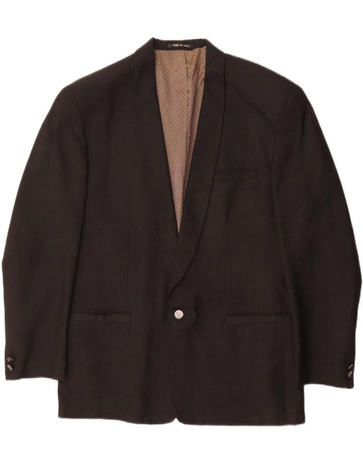 Jaqueta blazer masculina Biagiotti com 1 botão Reino Unido 38 médio preto