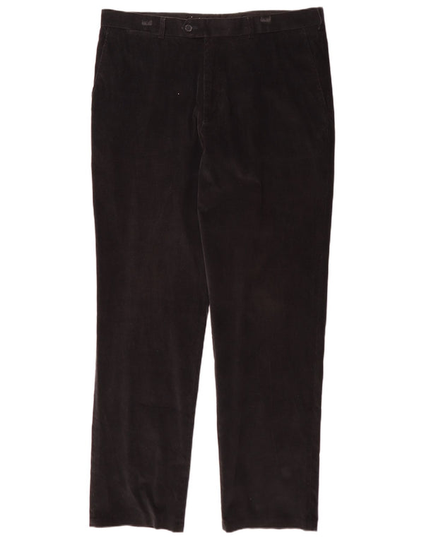 Calça masculina vintage de veludo reto IT 48 médio W36 L34 algodão preto