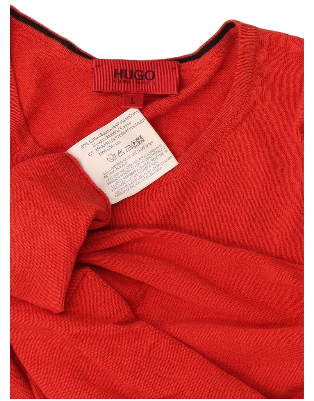 Suéter masculino Hugo Boss com gola redonda, grande algodão vermelho
