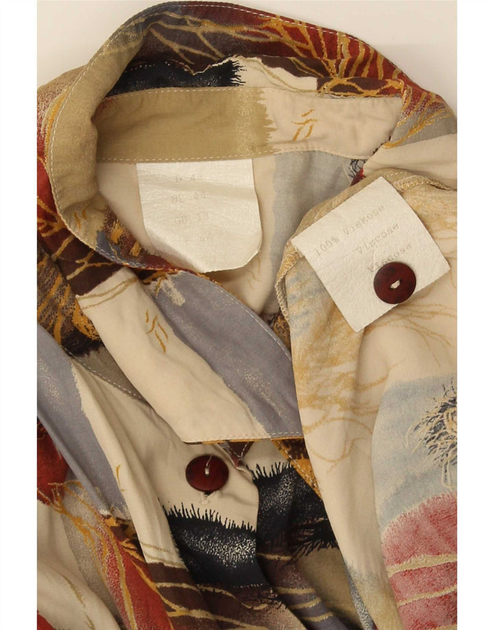 Blusa feminina vintage UK 18 XL multicolorida patchwork viscose