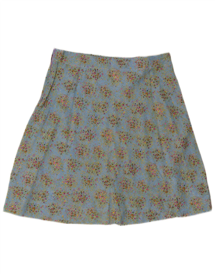 Saia vintage feminina linha A W34 grande azul floral